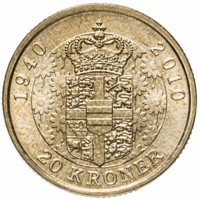 купить Дания 20 крон (kroner) 2010 70 лет со дня рождения королевы Маргрете II