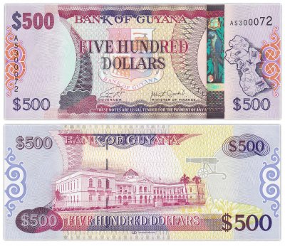 купить Гайана - 500 долларов 2019 год - "Банк Гайаны, Джорджтаун" новая подпись Р-37(2)