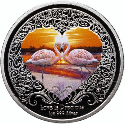 купить Остров Ниуэ 2 доллара 2011 "Любовь бесценна - Фламинго", в футляре с сертификатом