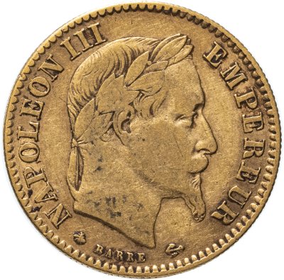 купить Франция 10 франков (francs) 1865 знак монетного двора: "A" - Париж