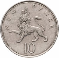 Купить Великобритания 10 новых пенсов (new pence) 1968-1975