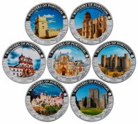 Купить Острова Кука 1 доллар 2009 набор "7 чудес Португалии", подарочном футляре с сертификатом