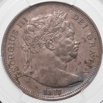 купить Великобритания 1/2 кроны 1817 "Большой бюст Георга III" в слабе PCGS AU55