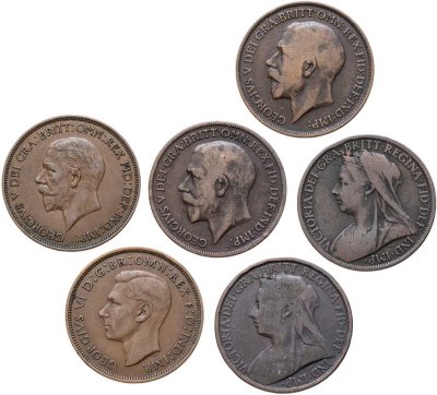 купить Великобритания 1 пенни 1896-1946 набор из 6-х монет