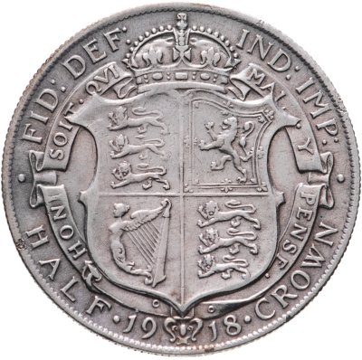 купить Великобритания 1/2 кроны (crown) 1918