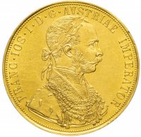 Купить Австро-Венгрия 4 дуката (ducat) 1915 рестрайк (новодел) монета для Венгрии