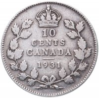 купить Канада 10 центов (cents) 1931