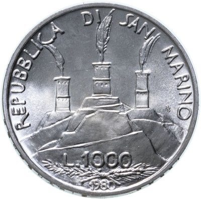 купить Сан-Марино 1000 лир (lire) 1980 "1500 лет со дня рождения Св. Бенедикта Нурсийского"