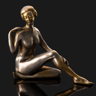 купить Статуэтка "Обнаженная", металл, литье, бронзирование, металл, литье, бронзирование, Европа, 1930-1950 гг.