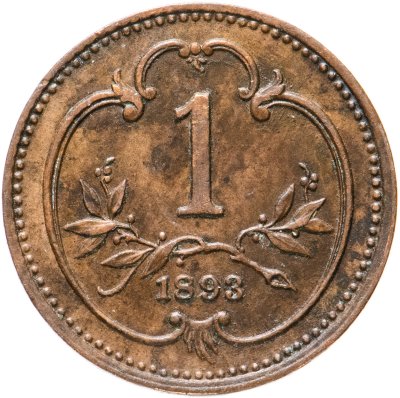 купить Австро-Венгрия 1 геллер (heller) 1893, монета для Австрии