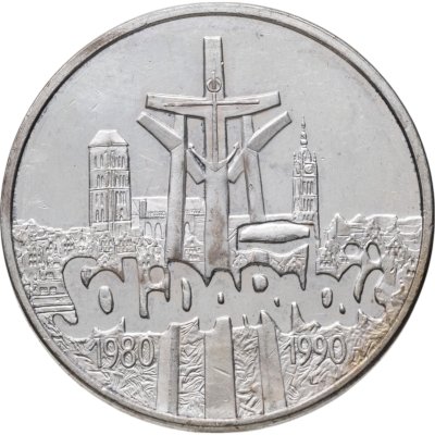 купить Польша 100000 злотых (zlotych) 1990 10 лет независимому самоуправляемому профсоюзу «Солидарность»
