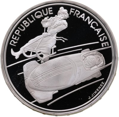 купить Франция 100 франков (francs) 1990 "XVI зимние Олимпийские Игры, Альбервиль 1992 - Бобслей"