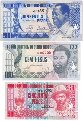 купить Гвинея-Биссау набор из 3 банкнот 50, 100, 500 песо 1990