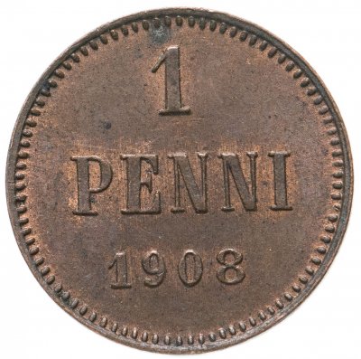 купить 1 пенни (penny) 1908, монета для Финляндии