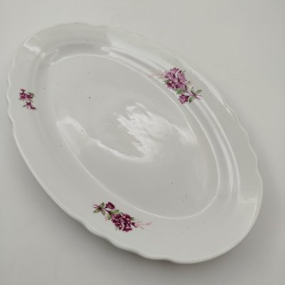 купить Блюдо с цветочным декором, фарфор, деколь, Дулевский фарфоровый завод (Дулёво), СССР, 1958 г.