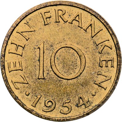 купить Саар 10 франков (francs) 1954