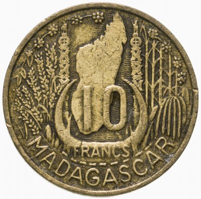 купить Мадагаскар 10 франков (francs) 1953