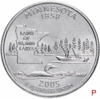 купить США 1/4 доллара (квотер, 25 центов) 2005 P "Штат Миннесота"