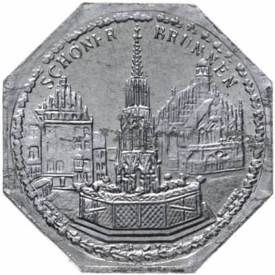 купить Германия (Нюрнберг) нотгельд 20 пфеннигов 1921 "Красивый фонтан" трамвайный жетон