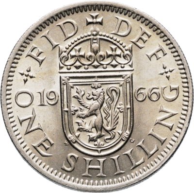 купить Великобритания 1 шиллинг (shilling) 1966 "Шотландский герб - атакующий лев внутри коронованного щита"