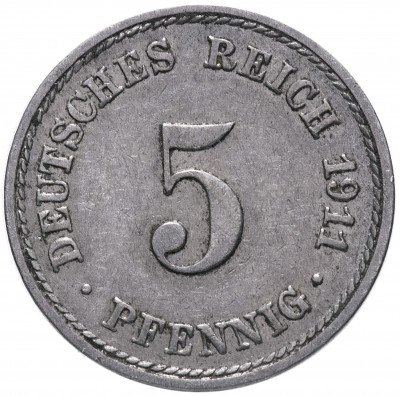 купить Германия 5 рейх пфеннигов 1911 "A"