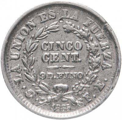 купить Боливия 5 сентаво (centavos) 1885 PTS FE