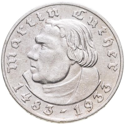 купить Германия, Третий Рейх 2 рейхсмарки (reichsmark) 1933 "450 лет со дня рождения Мартина Лютера"