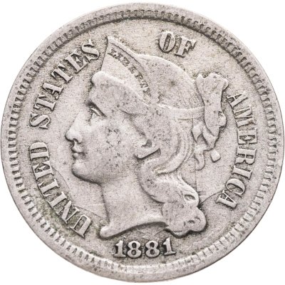 купить США 3 цента (cents) 1881 "Three Cent Nickel"
