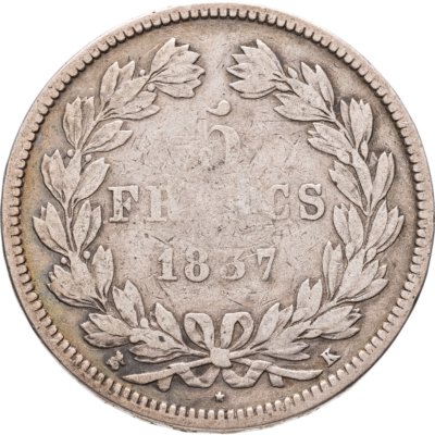 купить Франция 5 франков (francs) 1837