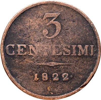 купить Ломбардия-Венеция 3 чентезимо (centesimi) 1822 M