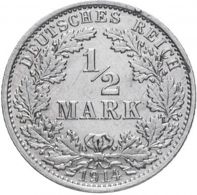 купить Германия (Германская империя) 1/2 рейх марки 1914 "А"