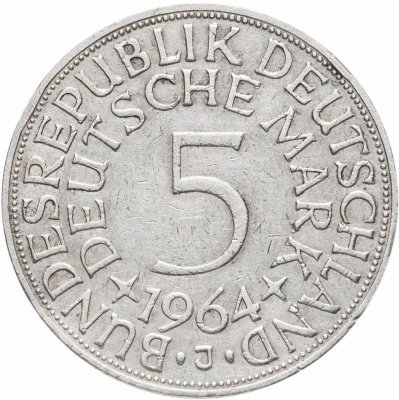 купить Германия 5 марок, 1964 Отметка монетного двора: "J" - Гамбург