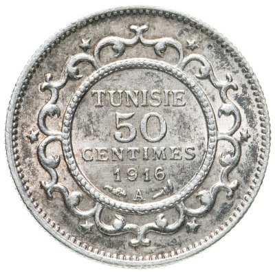 купить Тунис 50 сантимов (centimes) 1916