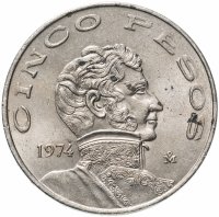 Купить Мексика 5 песо (pesos) 1974