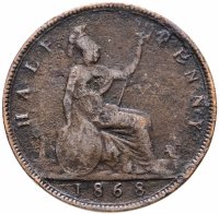 Купить Великобритания 1/2 пенни 1868