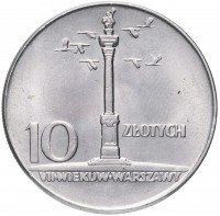 купить Польша 10 злотых 1965 "700-летие Варшавы: Колонна Сигизмунда"