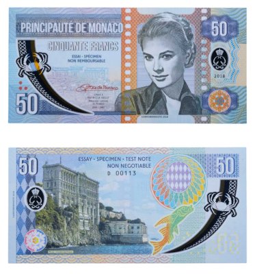 купить Монако 50 франков 2018 года Тестовая банкнота