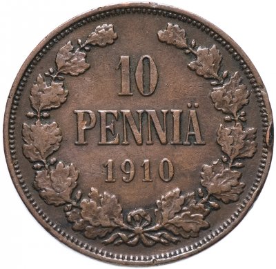 купить 10 пенни 1910, монета для Финляндии
