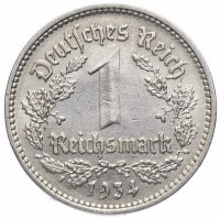 купить Нацистская Германия (Третий рейх) 1 рейхсмарка 1934 F