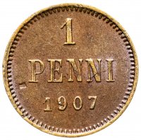 Купить 1 пенни (penni) 1907, монета для Финляндии