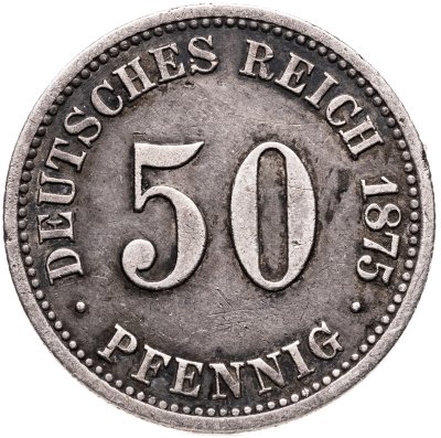 купить Германия 50 пфеннигов (pfennig) 1875, знак монетного двора: "B" - Ганновер