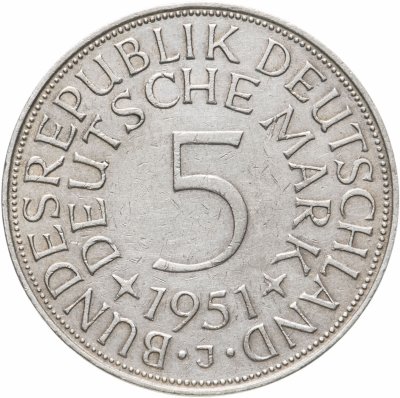 купить Германия 5 марок 1951 J знак монетного двора: "J" - Гамбург