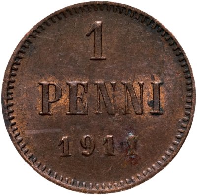 купить 1 пенни 1911, монета для Финляндии