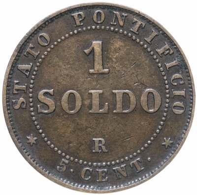 купить Папская область 1 сольдо (soldo) 1866 малый портрет