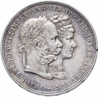 Купить Австро-Венгрия 2 гульдена - 2 флорина 1879 "Серебряная свадьба Франца-Иосифа и Елизаветы Баварской"