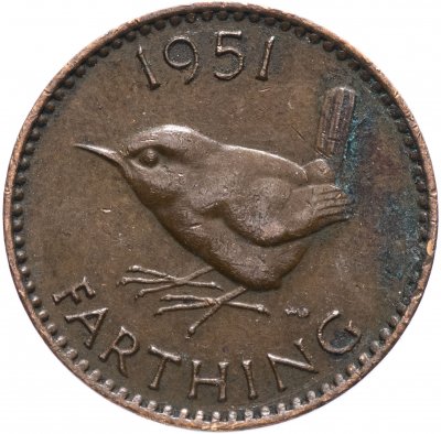 купить Великобритания 1 фартинг (farthing) 1949-1952 Георг VI без надписи IND IMP, случайная дата