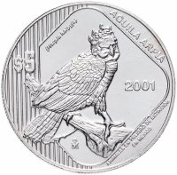 Купить Мексика 5 песо 2001 (Вымирающие виды дикой природы - Венценосный орел Гарпия)