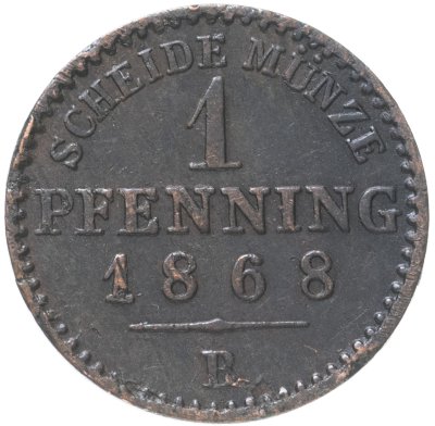 купить Германия, Пруссия 1 пфенниг 1868