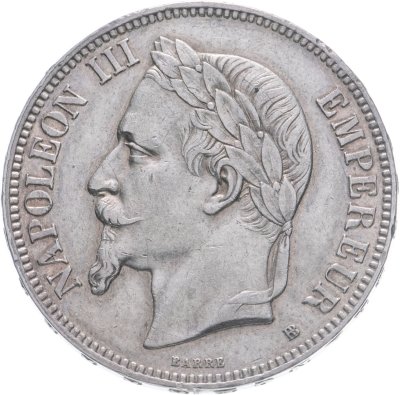 купить Франция 5 франков (francs) 1870 BB знак монетного двора: "BB" - Страсбург