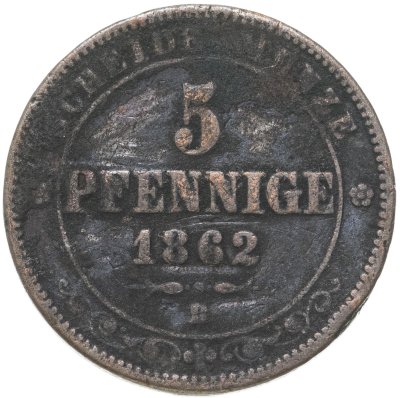 купить Германия, Саксония 5 пфеннигов 1862